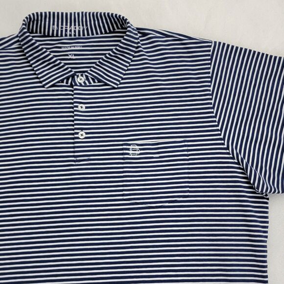 B Draddy Greg Polo 4-Way Stretch Pima Cotton Blend Sz XL Navy White Striped Mens - Picture 13 of 16
